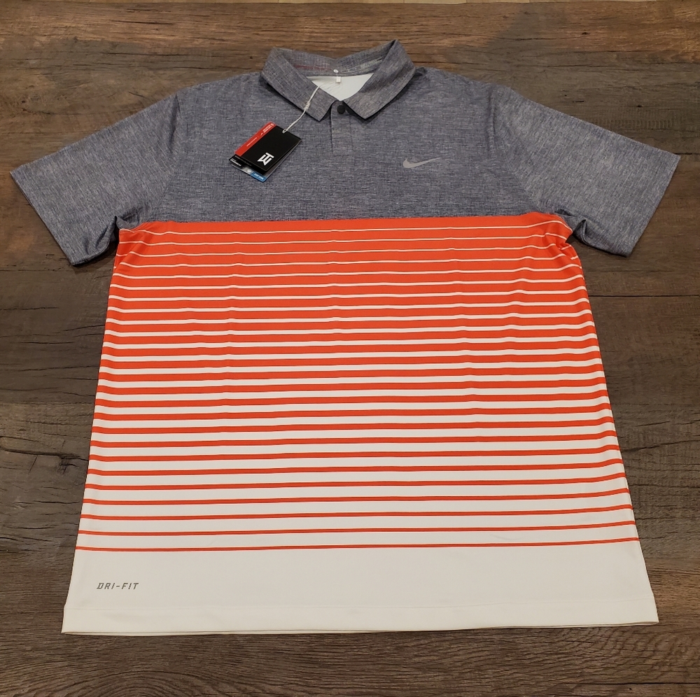 NIKE TIGER WOODS TW VELOCITY STRIPE GOLF SHIRT MENS